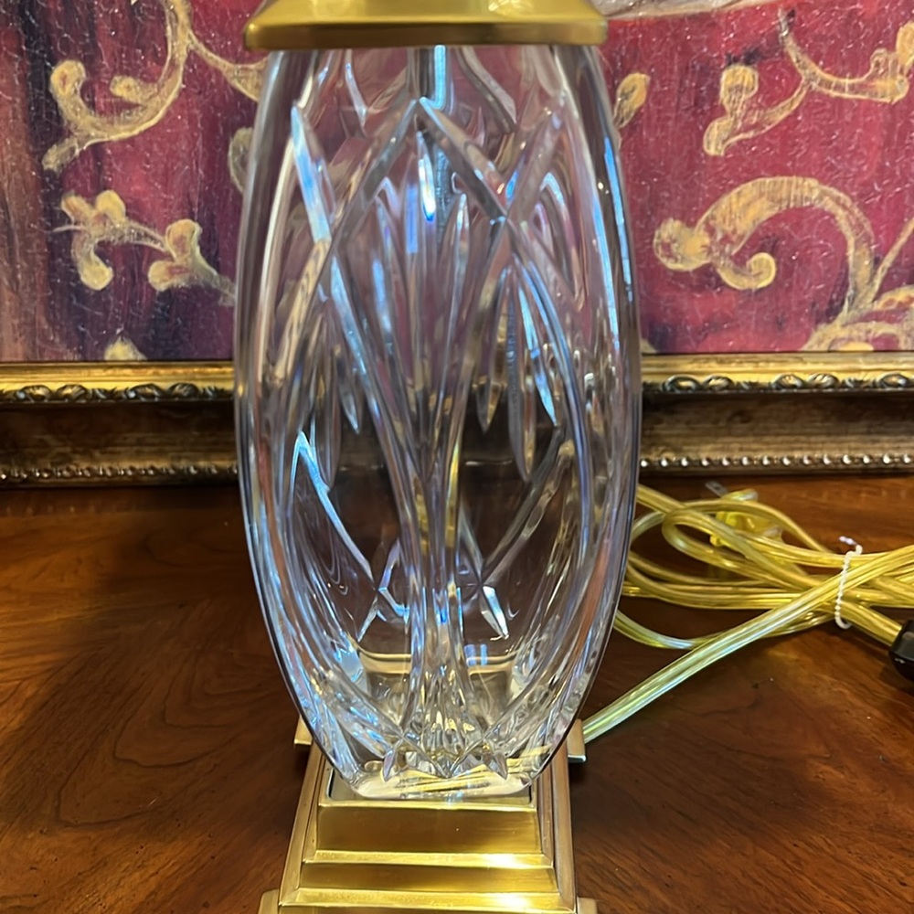 Waterford Crystal Finn Versailles Brass Table Lamp Authentic Waterford Shade - Picture 6 of 16